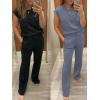 image:imageANRABESS Two Piece Sets for Women 2026 Summer Travel Vacation Outfits Sleeveless Lounge Set Matching Wide Leg Pants SweatsuitDeep Gray