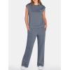 image:imageANRABESS Two Piece Sets for Women 2026 Summer Travel Vacation Outfits Sleeveless Lounge Set Matching Wide Leg Pants SweatsuitDeep Gray
