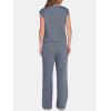 image:imageANRABESS Two Piece Sets for Women 2026 Summer Travel Vacation Outfits Sleeveless Lounge Set Matching Wide Leg Pants SweatsuitDeep Gray
