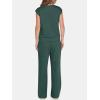 image:imageANRABESS Two Piece Sets for Women 2026 Summer Travel Vacation Outfits Sleeveless Lounge Set Matching Wide Leg Pants SweatsuitDeep Green