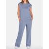 image:imageANRABESS Two Piece Sets for Women 2026 Summer Travel Vacation Outfits Sleeveless Lounge Set Matching Wide Leg Pants SweatsuitGray Blue