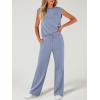 image:imageANRABESS Two Piece Sets for Women 2026 Summer Travel Vacation Outfits Sleeveless Lounge Set Matching Wide Leg Pants SweatsuitGray Blue
