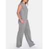 image:imageANRABESS Two Piece Sets for Women 2026 Summer Travel Vacation Outfits Sleeveless Lounge Set Matching Wide Leg Pants SweatsuitGrey