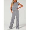 image:imageANRABESS Two Piece Sets for Women 2026 Summer Travel Vacation Outfits Sleeveless Lounge Set Matching Wide Leg Pants SweatsuitGrey