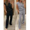 image:imageANRABESS Two Piece Sets for Women 2026 Summer Travel Vacation Outfits Sleeveless Lounge Set Matching Wide Leg Pants SweatsuitGrey