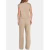 image:imageANRABESS Two Piece Sets for Women 2026 Summer Travel Vacation Outfits Sleeveless Lounge Set Matching Wide Leg Pants SweatsuitKhaki