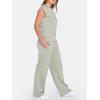 image:imageANRABESS Two Piece Sets for Women 2026 Summer Travel Vacation Outfits Sleeveless Lounge Set Matching Wide Leg Pants SweatsuitLight Khaki