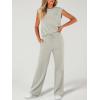 image:imageANRABESS Two Piece Sets for Women 2026 Summer Travel Vacation Outfits Sleeveless Lounge Set Matching Wide Leg Pants SweatsuitLight Khaki