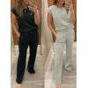 image:imageANRABESS Two Piece Sets for Women 2026 Summer Travel Vacation Outfits Sleeveless Lounge Set Matching Wide Leg Pants SweatsuitLight Khaki