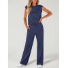 image:imageANRABESS Two Piece Sets for Women 2026 Summer Travel Vacation Outfits Sleeveless Lounge Set Matching Wide Leg Pants SweatsuitNavy Blue
