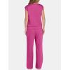 image:imageANRABESS Two Piece Sets for Women 2026 Summer Travel Vacation Outfits Sleeveless Lounge Set Matching Wide Leg Pants SweatsuitRose