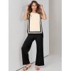 image:imageANRABESS Women 2 Piece Lounge Sets Summer Casual Knit Sweater Vest Pant Set Beach Vacation Clothes 2026 Airport OutfitsApricotblack