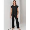 image:imageANRABESS Women 2 Piece Lounge Sets Summer Casual Knit Sweater Vest Pant Set Beach Vacation Clothes 2026 Airport OutfitsBlack