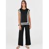 image:imageANRABESS Women 2 Piece Lounge Sets Summer Casual Knit Sweater Vest Pant Set Beach Vacation Clothes 2026 Airport OutfitsBlackwhite