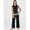 image:imageANRABESS Women 2 Piece Lounge Sets Summer Casual Knit Sweater Vest Pant Set Beach Vacation Clothes 2026 Airport OutfitsBlackwhite