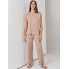 image:imageANRABESS Women 2 Piece Lounge Sets Summer Casual Knit Sweater Vest Pant Set Beach Vacation Clothes 2026 Airport OutfitsKhaki