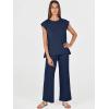 image:imageANRABESS Women 2 Piece Lounge Sets Summer Casual Knit Sweater Vest Pant Set Beach Vacation Clothes 2026 Airport OutfitsNavy Blue