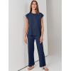 image:imageANRABESS Women 2 Piece Lounge Sets Summer Casual Knit Sweater Vest Pant Set Beach Vacation Clothes 2026 Airport OutfitsNavy Blue