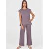 image:imageANRABESS Women 2 Piece Lounge Sets Summer Casual Knit Sweater Vest Pant Set Beach Vacation Clothes 2026 Airport OutfitsPurple