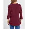 image:imageANRABESS Women 34 Length Sleeve Henley Tops V Neck Business Casual Work T Shirts Cute Travel Shirt 2026 Spring Trendy OutfitBurgundy