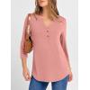 image:imageANRABESS Women 34 Length Sleeve Henley Tops V Neck Business Casual Work T Shirts Cute Travel Shirt 2026 Spring Trendy OutfitCoral