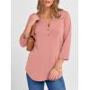 image:imageANRABESS Women 34 Length Sleeve Henley Tops V Neck Business Casual Work T Shirts Cute Travel Shirt 2026 Spring Trendy OutfitCoral