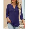 image:imageANRABESS Women 34 Length Sleeve Henley Tops V Neck Business Casual Work T Shirts Cute Travel Shirt 2026 Spring Trendy OutfitDark Blue