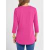 image:imageANRABESS Women 34 Length Sleeve Henley Tops V Neck Business Casual Work T Shirts Cute Travel Shirt 2026 Spring Trendy OutfitHot Pink