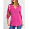 image:imageANRABESS Women 34 Length Sleeve Henley Tops V Neck Business Casual Work T Shirts Cute Travel Shirt 2026 Spring Trendy OutfitHot Pink