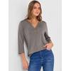 image:imageANRABESS Women 34 Length Sleeve Henley Tops V Neck Business Casual Work T Shirts Cute Travel Shirt 2026 Spring Trendy OutfitLight Taupe
