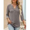 image:imageANRABESS Women 34 Length Sleeve Henley Tops V Neck Business Casual Work T Shirts Cute Travel Shirt 2026 Spring Trendy OutfitLight Taupe