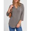 image:imageANRABESS Women 34 Length Sleeve Henley Tops V Neck Business Casual Work T Shirts Cute Travel Shirt 2026 Spring Trendy OutfitLight Taupe