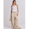image:imageANRABESS Women Linen Palazzo Pants Summer Boho Wide Leg High Waist Casual Lounge Pant 2026 Beach Travel Vacation OutfitsAlmond