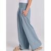 image:imageANRABESS Women Linen Palazzo Pants Summer Boho Wide Leg High Waist Casual Lounge Pant 2026 Beach Travel Vacation OutfitsBlue