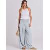 image:imageANRABESS Women Linen Palazzo Pants Summer Boho Wide Leg High Waist Casual Lounge Pant 2026 Beach Travel Vacation OutfitsLight Blue