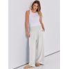image:imageANRABESS Women Linen Palazzo Pants Summer Boho Wide Leg High Waist Casual Lounge Pant 2026 Beach Travel Vacation OutfitsWhite