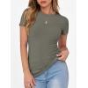 image:imageANRABESS Women Short Sleeve Crewneck Ribbed Knit Slim Fitted Shirts Summer Tops Basic Tee Casual 2026 Spring Outfits ClothesArmy Green