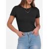image:imageANRABESS Women Short Sleeve Crewneck Ribbed Knit Slim Fitted Shirts Summer Tops Basic Tee Casual 2026 Spring Outfits ClothesBlack