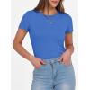 image:imageANRABESS Women Short Sleeve Crewneck Ribbed Knit Slim Fitted Shirts Summer Tops Basic Tee Casual 2026 Spring Outfits ClothesBlue