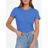 image:imageANRABESS Women Short Sleeve Crewneck Ribbed Knit Slim Fitted Shirts Summer Tops Basic Tee Casual 2026 Spring Outfits ClothesBlue