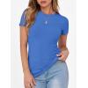 image:imageANRABESS Women Short Sleeve Crewneck Ribbed Knit Slim Fitted Shirts Summer Tops Basic Tee Casual 2026 Spring Outfits ClothesBlue