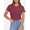 image:imageANRABESS Women Short Sleeve Crewneck Ribbed Knit Slim Fitted Shirts Summer Tops Basic Tee Casual 2026 Spring Outfits ClothesBurgundy
