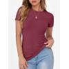 image:imageANRABESS Women Short Sleeve Crewneck Ribbed Knit Slim Fitted Shirts Summer Tops Basic Tee Casual 2026 Spring Outfits ClothesBurgundy