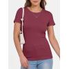 image:imageANRABESS Women Short Sleeve Crewneck Ribbed Knit Slim Fitted Shirts Summer Tops Basic Tee Casual 2026 Spring Outfits ClothesBurgundy