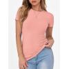 image:imageANRABESS Women Short Sleeve Crewneck Ribbed Knit Slim Fitted Shirts Summer Tops Basic Tee Casual 2026 Spring Outfits ClothesCoral