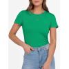 image:imageANRABESS Women Short Sleeve Crewneck Ribbed Knit Slim Fitted Shirts Summer Tops Basic Tee Casual 2026 Spring Outfits ClothesGreen