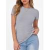 image:imageANRABESS Women Short Sleeve Crewneck Ribbed Knit Slim Fitted Shirts Summer Tops Basic Tee Casual 2026 Spring Outfits ClothesGrey