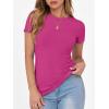 image:imageANRABESS Women Short Sleeve Crewneck Ribbed Knit Slim Fitted Shirts Summer Tops Basic Tee Casual 2026 Spring Outfits ClothesHot Pink
