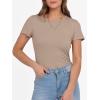 image:imageANRABESS Women Short Sleeve Crewneck Ribbed Knit Slim Fitted Shirts Summer Tops Basic Tee Casual 2026 Spring Outfits ClothesKhaki