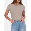 image:imageANRABESS Women Short Sleeve Crewneck Ribbed Knit Slim Fitted Shirts Summer Tops Basic Tee Casual 2026 Spring Outfits ClothesLight Khaki